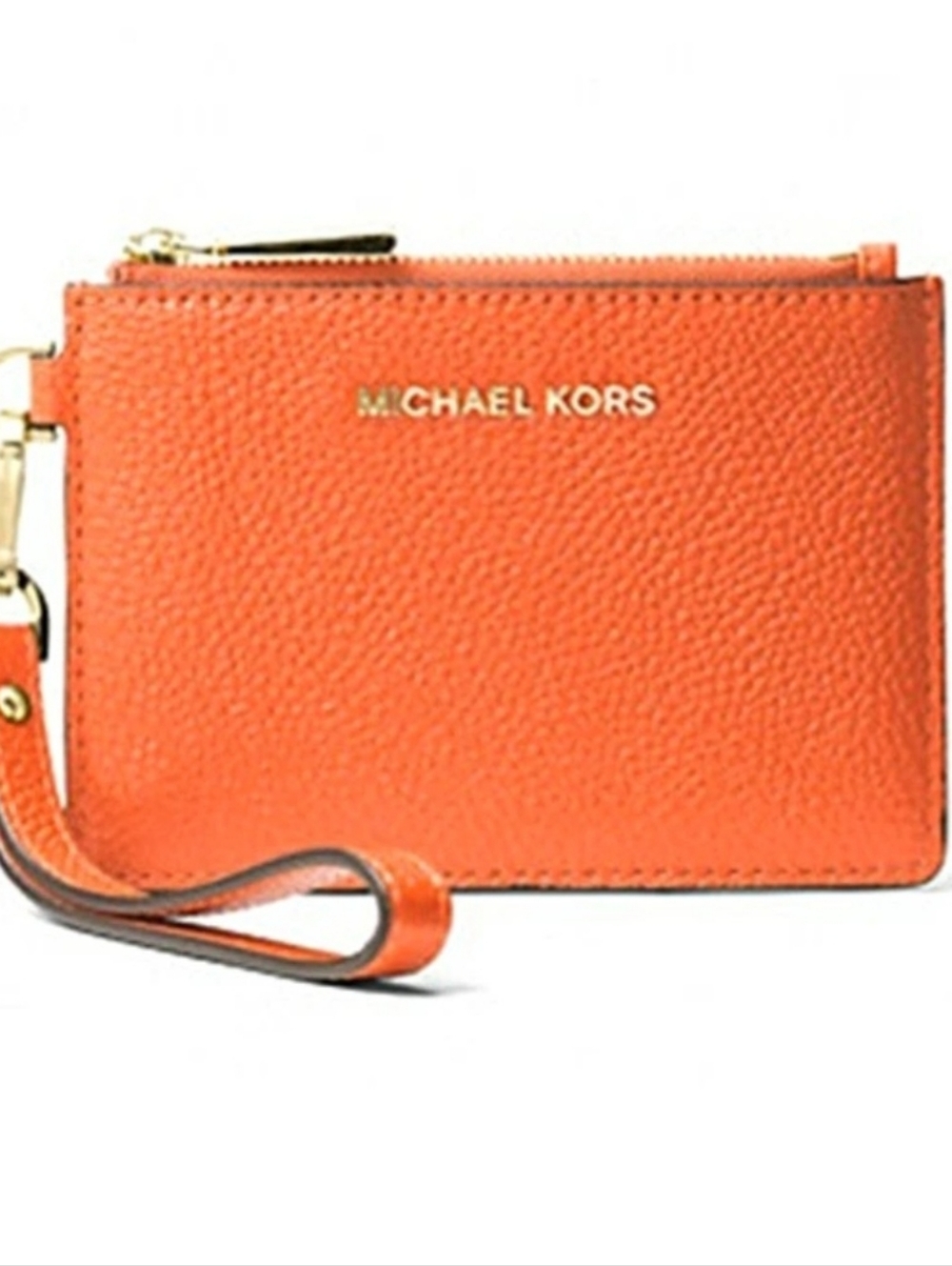 NWT Michael Kors Optic Orange Small Pebbled Leather Coin Purse Wristlet Wallet - Picture 12 of 12